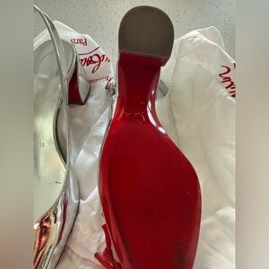 Christian Louboutin silver slingbacks 38 pristine condition